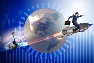 İş adamları takip ile küresel rekabet kavramı