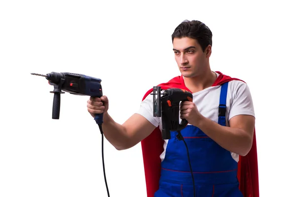 Super hero repairman isolated on the white — Stock Photo, Image