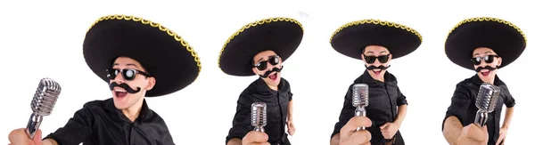 Rolig man bär mexikansk sombrero hatt isolerad på vitt — Stockfoto