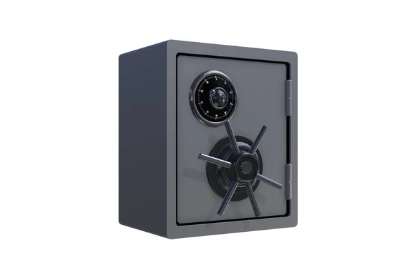 Cassetta di sicurezza in acciaio isolato su bianco - rendering 3d — Foto Stock