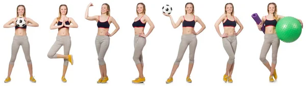 女子足球运动员在白色 — 图库照片