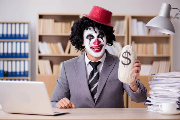 Clown businessman working in the office — Stock Photo, Image