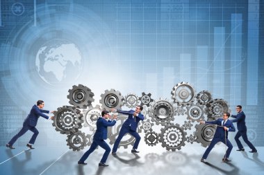 Çarklı takım çalışması kavramında iş adamı