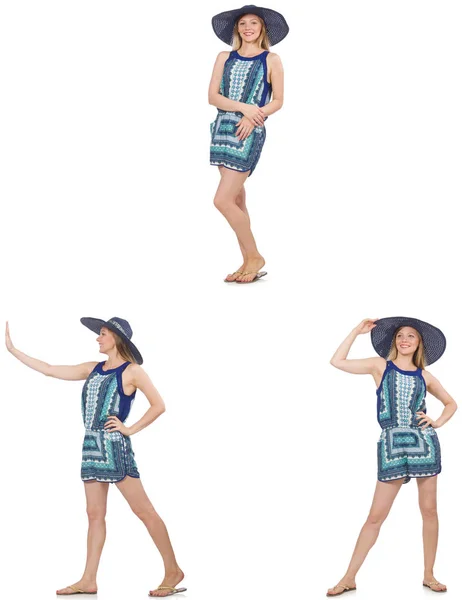 파란 드레스와 화이트에 파나마에 여자의 콜라주 — 스톡 사진