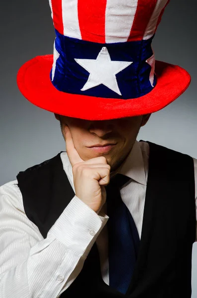 Man wearing hat with american symbols — Stock Photo, Image