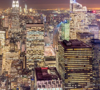 Günbatımında New York Manhattan manzarası