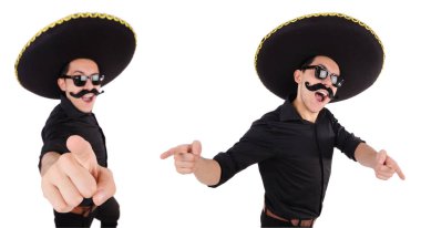 Konseptte sombrero olan komik bir Meksikalı.