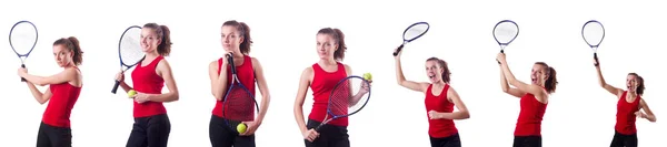 Mujer jugando tenis en blanco —  Fotos de Stock