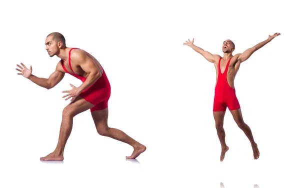 Young wrestler isolated on the white — Stock Photo, Image