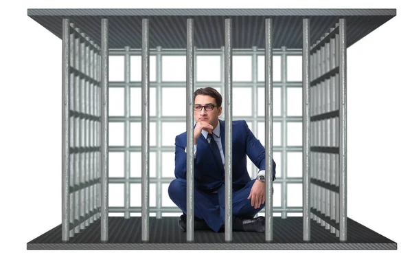 Empresario en la jaula aislado en blanco —  Fotos de Stock