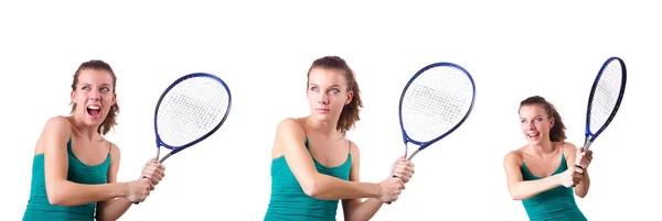 Woman tennis player isolated on white — Stock Photo, Image