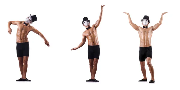Nackter muskulöser Pantomime isoliert auf Weiß — Stockfoto