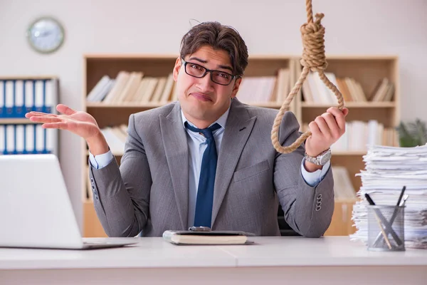 Bankrupt broke businessman considering suicide hanging himself — Stock Photo, Image