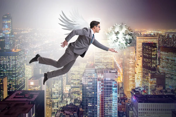 Angel investor concept with businessman with wings — Stock Photo, Image