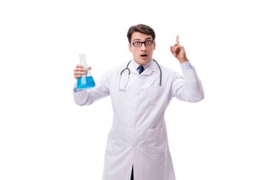 Laboratuvar bilim adamı beyaz arka planda izole edildi