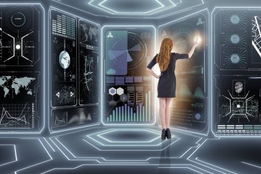 Çevrimiçi ticaret konseptinde iş kadını