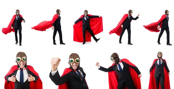 Hombre en cubierta roja aislado en blanco — Foto de Stock