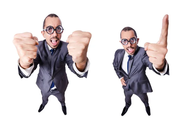 Funny nerd businessman isolated on white — Stock Photo, Image