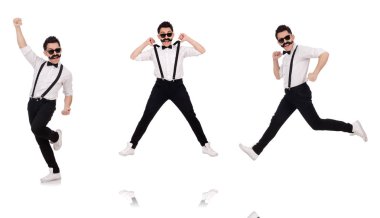 Beyaz izole bıyıklı genç adam