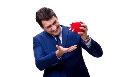 Beyaz izole servet ile yakışıklı adam