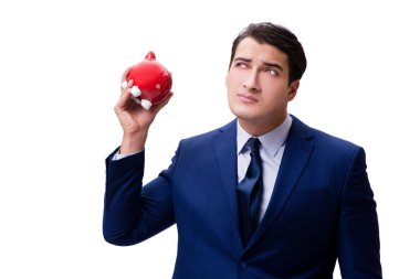 Beyaz izole servet ile yakışıklı adam