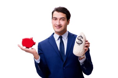 Beyaz izole servet ile yakışıklı adam