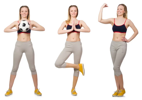 Mujer futbolista en blanco —  Fotos de Stock