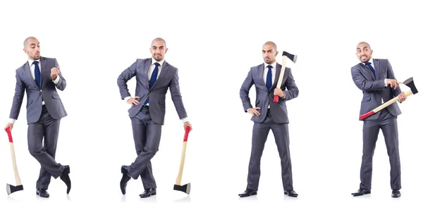 Collage of photos with man and boxes — Stock Photo, Image