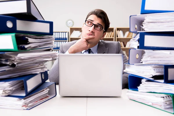 Busy businessman under stress due to excessive work — Stock Photo, Image