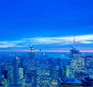 Günbatımında New York Manhattan manzarası