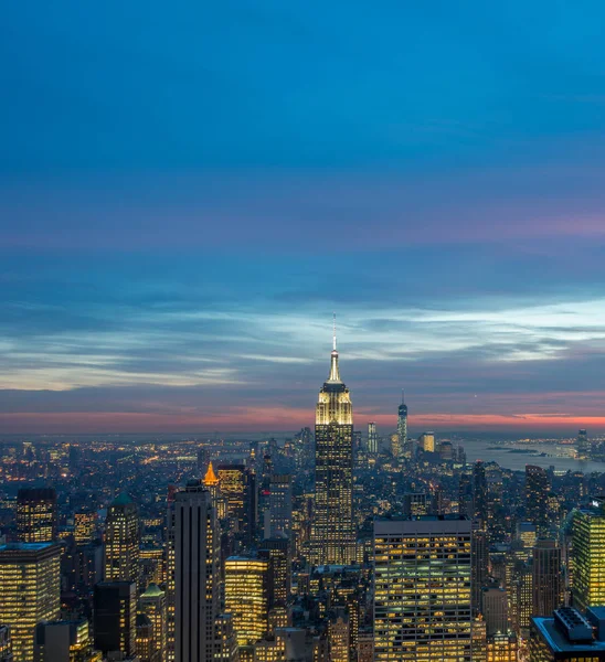 Günbatımında New York Manhattan manzarası