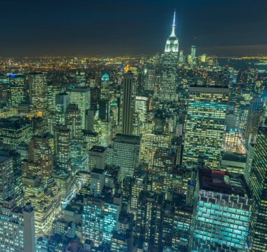 Günbatımında New York Manhattan manzarası