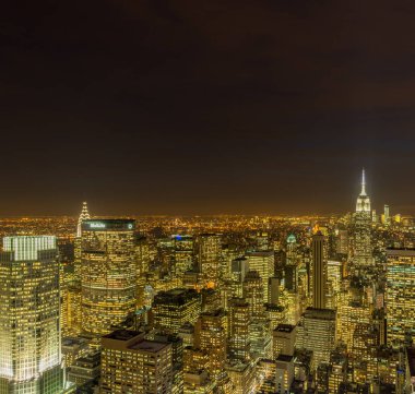 Günbatımında New York Manhattan manzarası