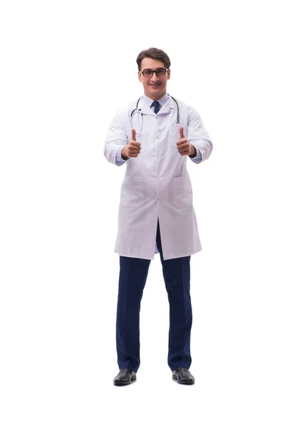 흰 배경에 고립된 젊은 의사 — 스톡 사진