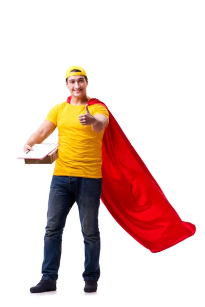 Super herói entrega cara isolado no branco — Fotografia de Stock
