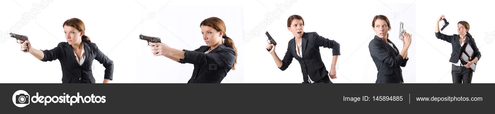 Woman businewoman with hand gun — Stock Photo © Elnur_ #145894885