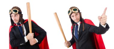 Kırmızı giysili bir adam komik bir konseptte