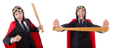 Kırmızı giysili bir adam komik bir konseptte