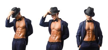 çıplak dansçı üzerinde beyaz izole