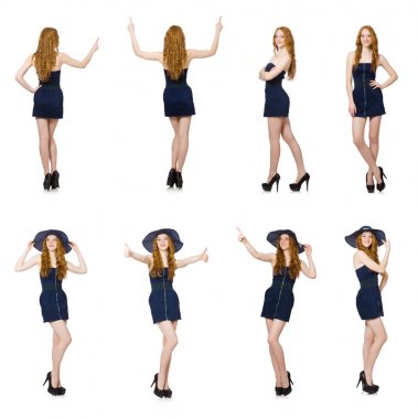 Sanal düğmeye basan kadın beyazda izole edildi