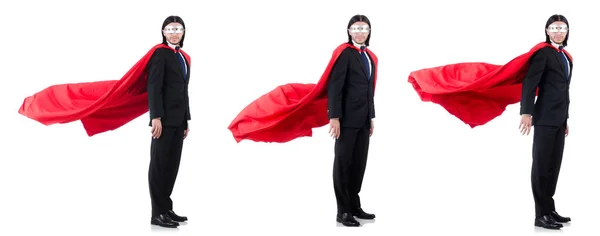 Hombre en cubierta roja aislado en blanco —  Fotos de Stock