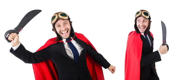 Mann mit roter Kleidung in witzigem Konzept — Stockfoto