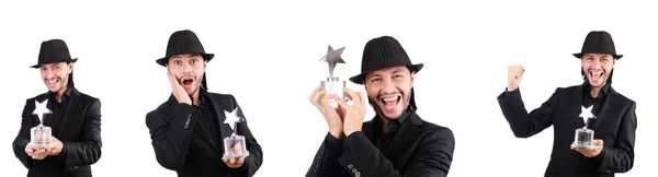 Бизнесмен со звездой награды изолированы на белом — стоковое фото