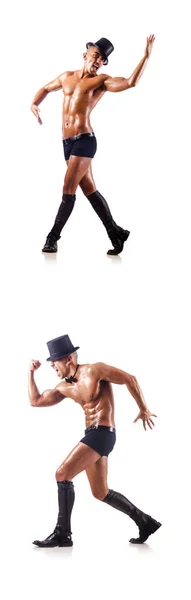 Dançarino nu isolado no branco — Fotografia de Stock