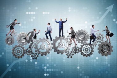 İş adamı ve iş kadınıyla takım çalışması kavramı