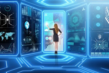 Çevrimiçi ticaret konseptinde iş kadını