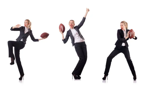 Mujer mujer de negocios con fútbol americano — Foto de Stock