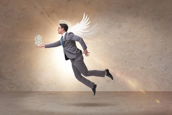 Angel investor concept with businessman with wings — Stock Photo, Image