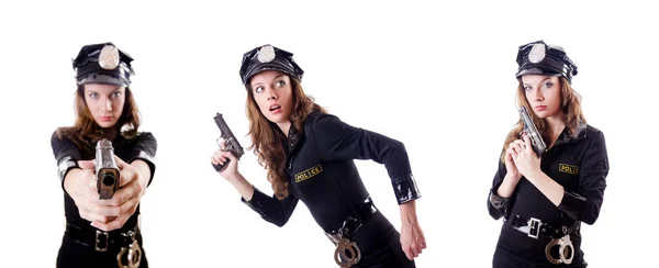 Kadın polis üzerinde beyaz izole — Stok fotoğraf