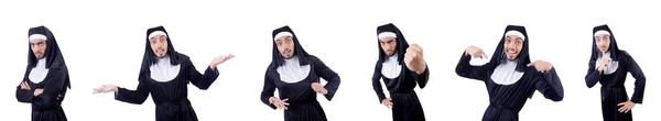 Manlig nunna i roliga religiösa begrepp — Stockfoto